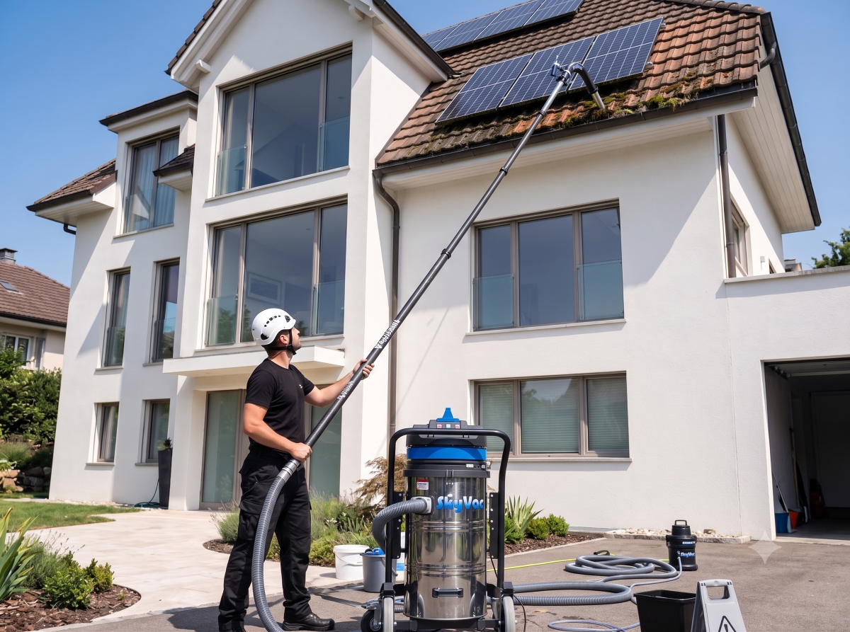 Nettoyage écologique et entretien de vos panneaux solaires Nettoyage de panneaux solaires à l'eau osmosée à Genève et Vaud - SwissTechPro